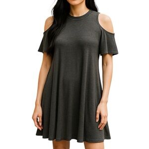 Acemi Gray Cold Shoulder Knit Dress Size Medium